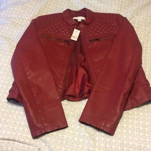 NWT New York & Company Red Leather Jacket